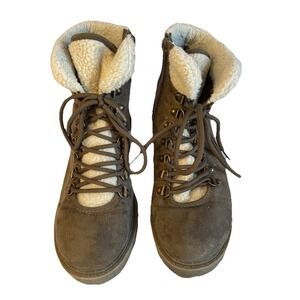 Granola Girl Hiking Boot Gorpcore Lace Up Zip Brown 7M